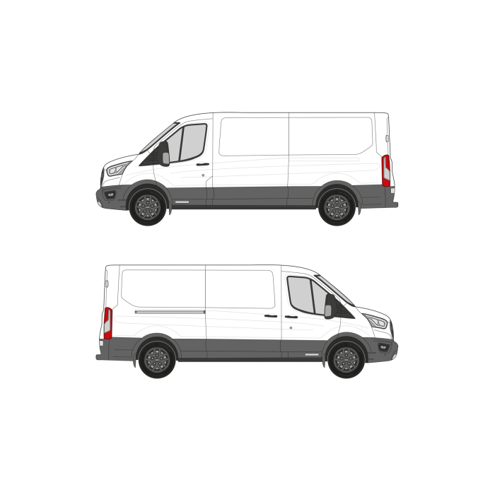 Ford Transit (2014 - present) Cargo Van Wheelbase: 148" Long, Low Roof, RWD/AWD, Sliding/Hinged Door Right main product photo