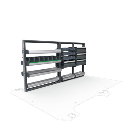 Plumbers Van Shelving Package 01 - GMC Savana/ Chevrolet Express Standard Roof, 135&quot; Wheelbase 