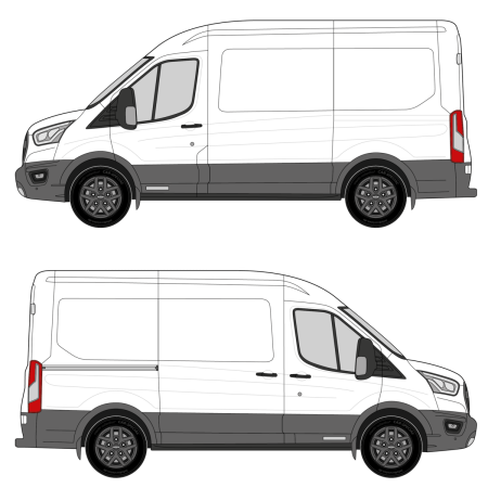 Ford Transit (2014 - present) Cargo Van Wheelbase: 130&quot; Regular, Medium Roof, RWD/AWD, Sliding Door Right
