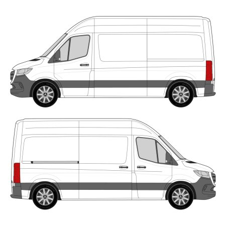 Mercedes Sprinter (2018 - present) Cargo Van Wheelbase: 144&quot; Standard, High Roof, RWD/AWD, Sliding Door Right