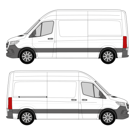 Mercedes Sprinter (2018 - present) Cargo Van Wheelbase: 144&quot; Standard, High Roof, RWD/AWD, Sliding Door Right